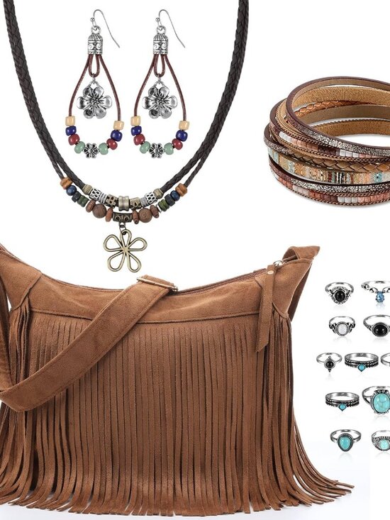 Jewelry - 20 Pcs Boho Jewelry Fringe Purse Set Hippie Western Jewelry Fringe Bag Hippie Mu